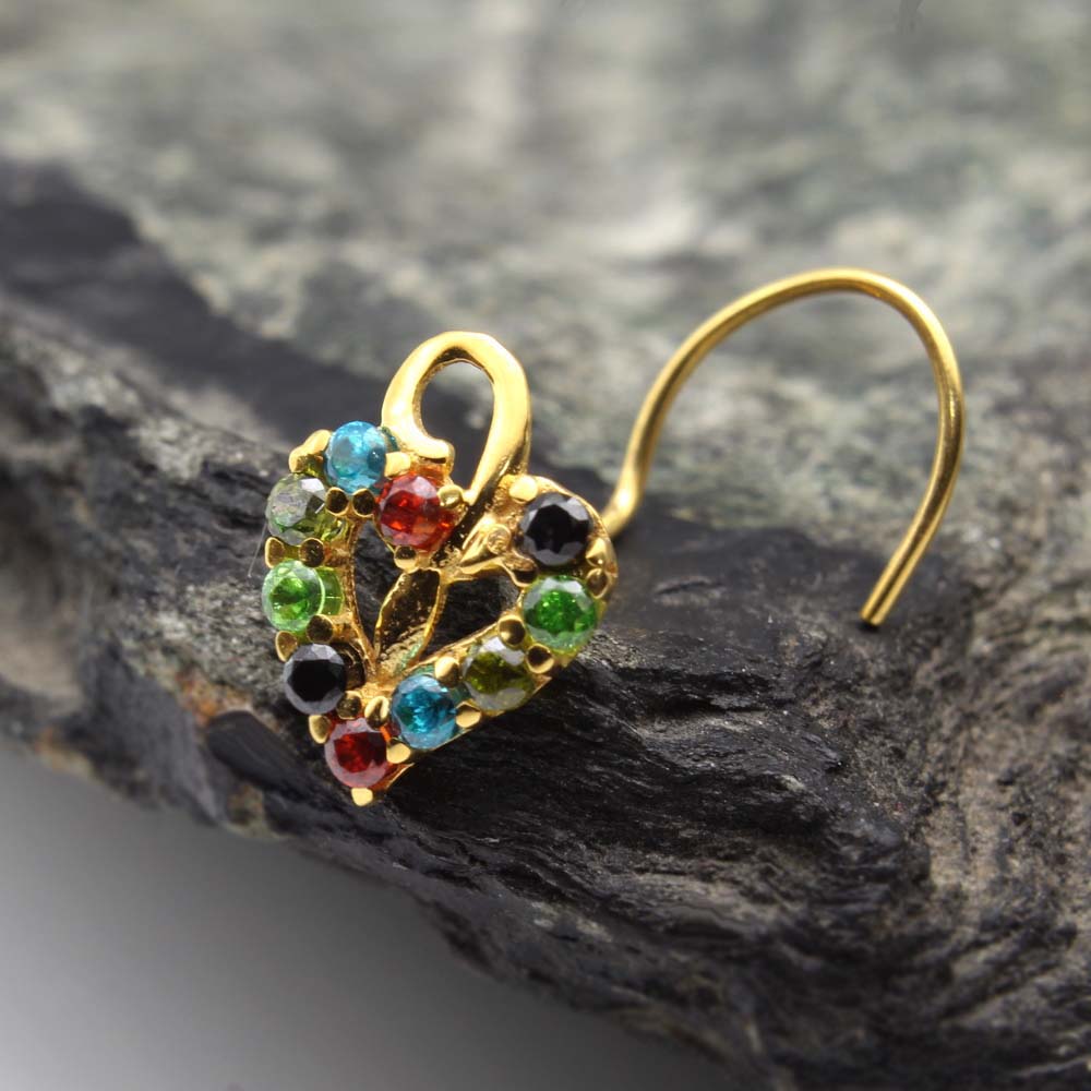  14k Real gold Nath with shiny stones 