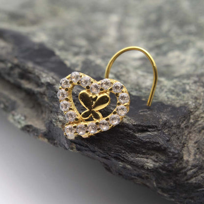 14k Real Solid Gold Heart Style Nath for women 