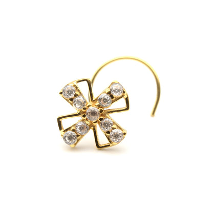  Real Gold CZ Nose Stud 24g