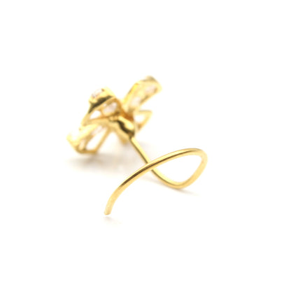 14K Real Gold Twisted Nose Stud