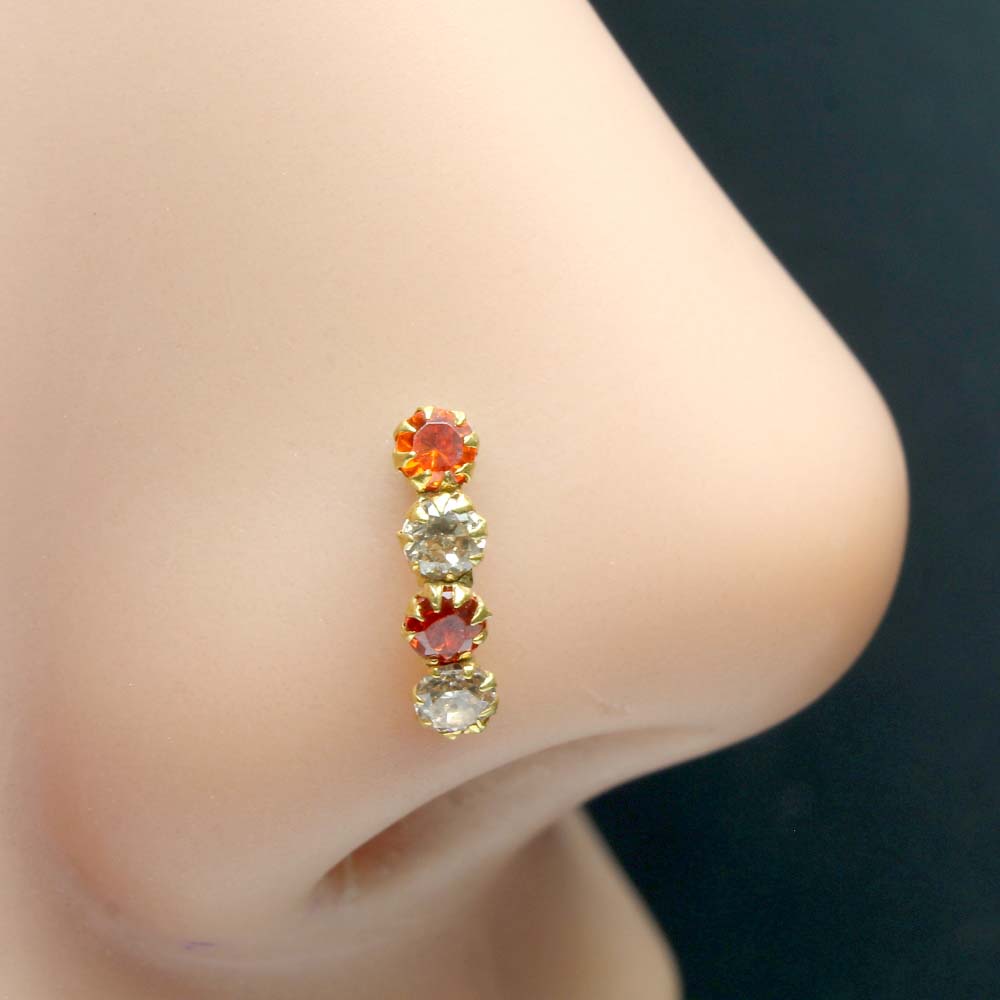 14K Real Gold Nose stud CZ nose ring