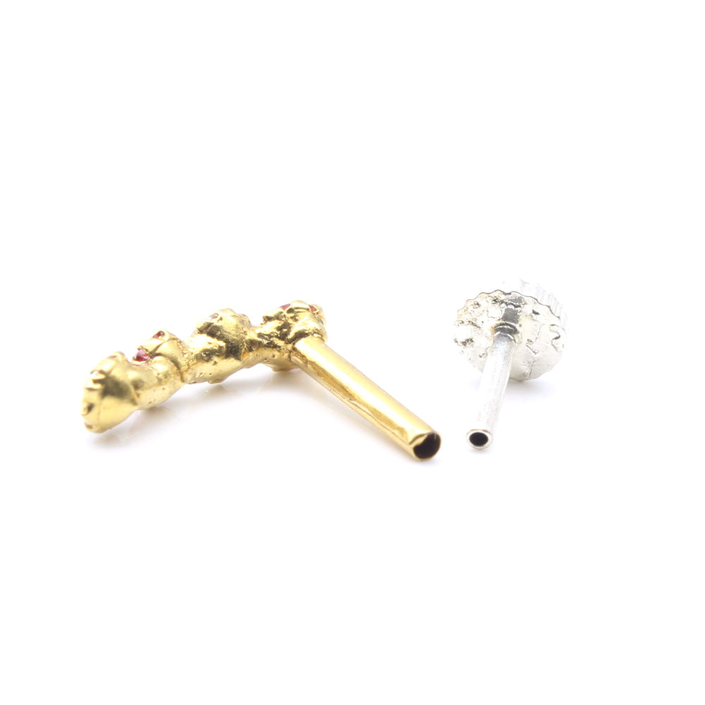 Real Gold Nose stud With Push Pin