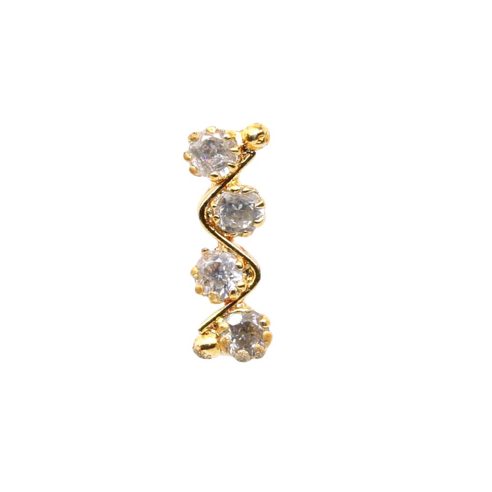 Indian Gold Plated Corkscrew Nose Stud 20g