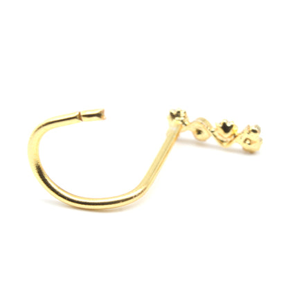 Indian Gold Plated Corkscrew Nose Stud 20g