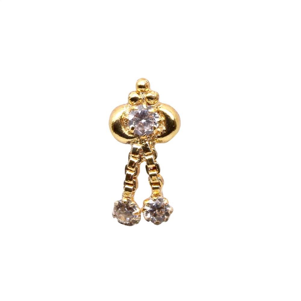 Ethnic Style Gold Plated Corkscrew Nose Stud 20g