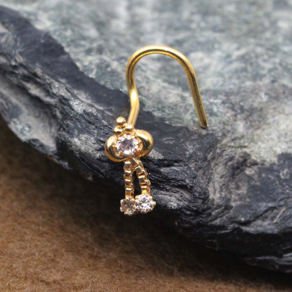 Diamond corkscrew hot sale nose ring