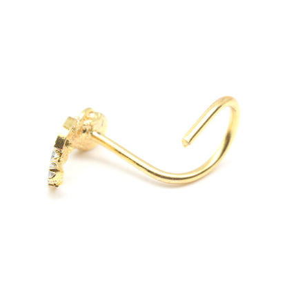 Ethnic Indian Style Nose ring CZ corkscrew nose stud 20g