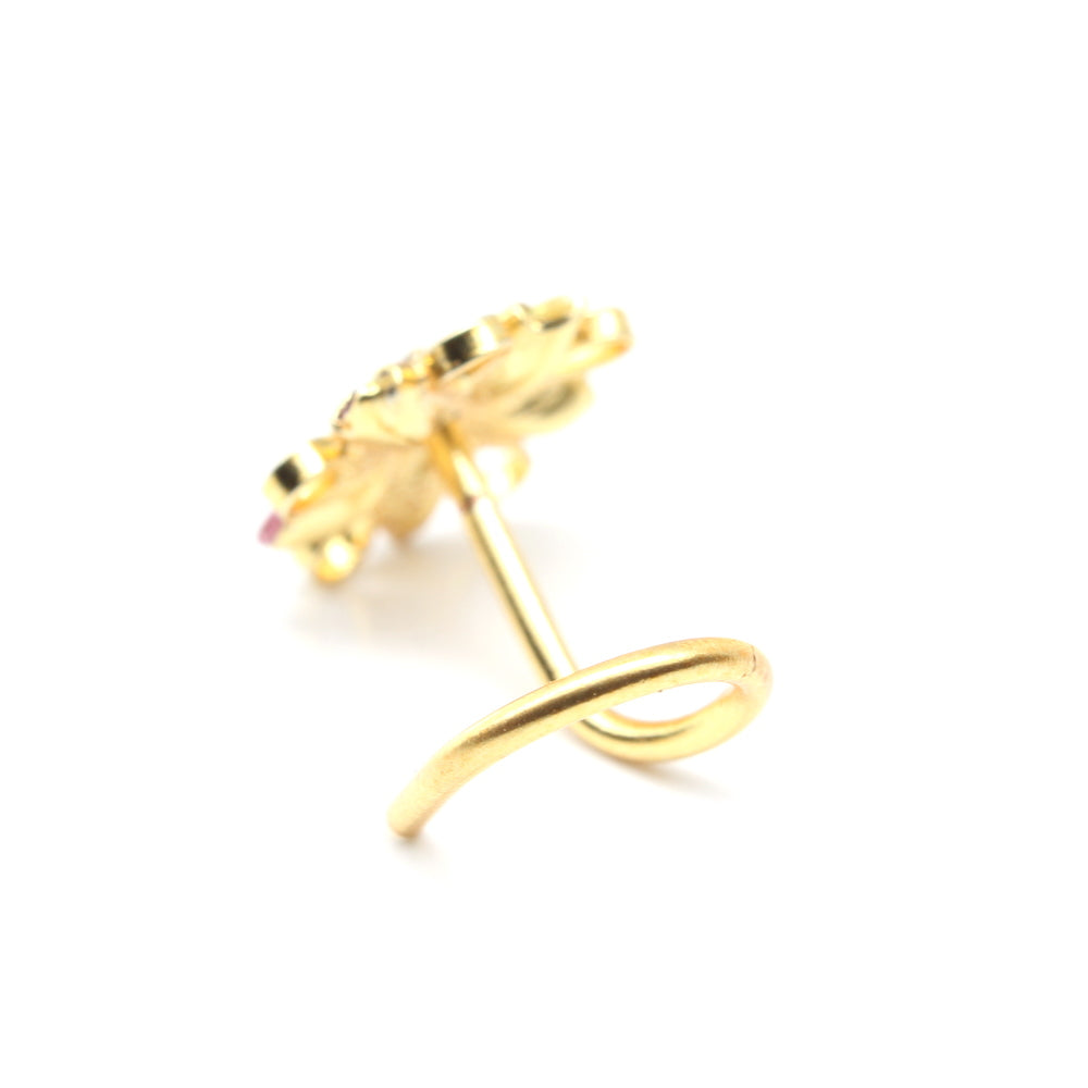 Floral Style Gold Plated 20g Twisted Nose Stud