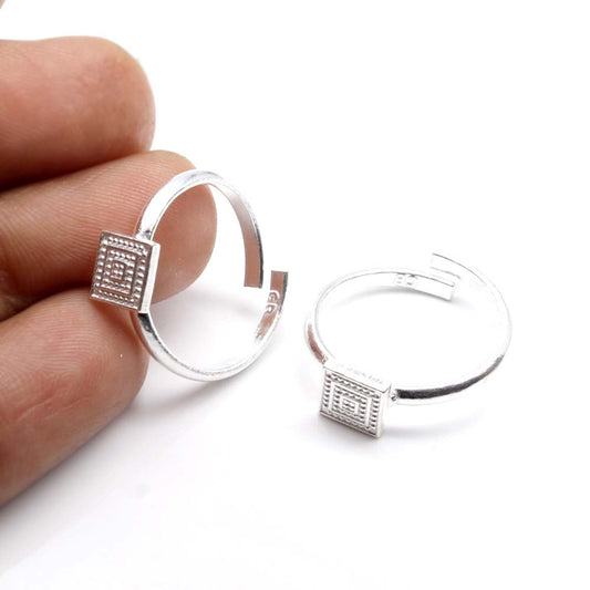 Ethnic Style women Handmade Real Silver Toe Ring