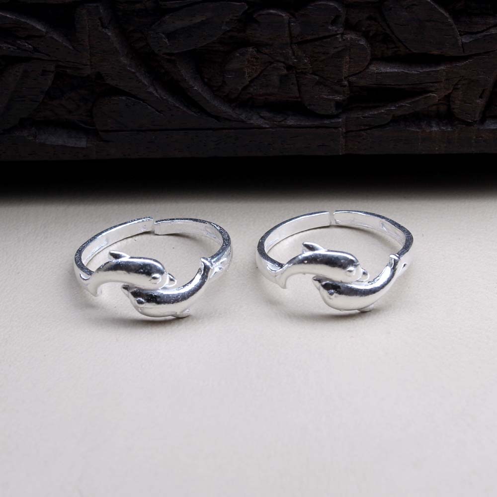 Real Silver Fish style Women Toe Ring Pair