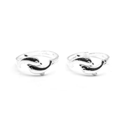 Real Silver Fish style Women Toe Ring Pair