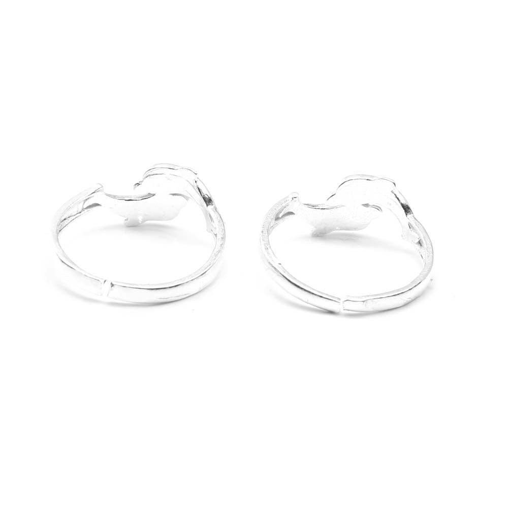 Real Silver Fish style Women Toe Ring Pair