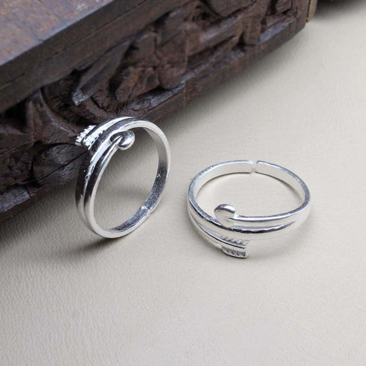 925 Solid Silver Ethnic Style Women Toe Ring Pair
