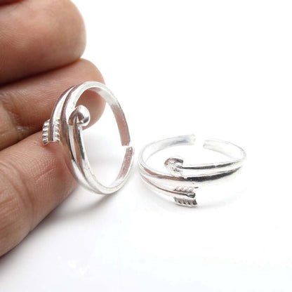 925 Solid Silver Ethnic Style Women Toe Ring Pair