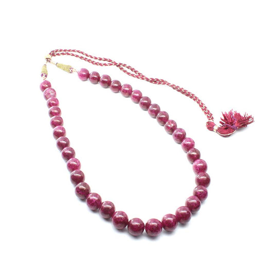 Ruby colored Natural Quartz 13.1 mm beads single line Necklace 20"