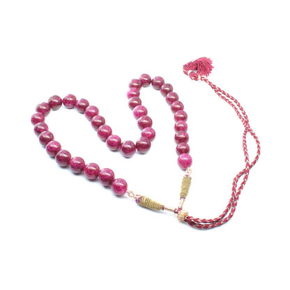 Ruby colored Natural Quartz 13.1 mm beads single line Necklace 20"