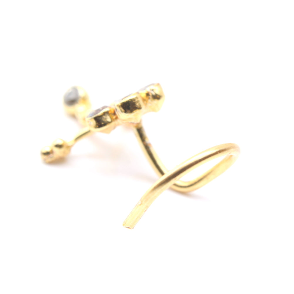 22g Gold Plated Corkscrew Nose Stud