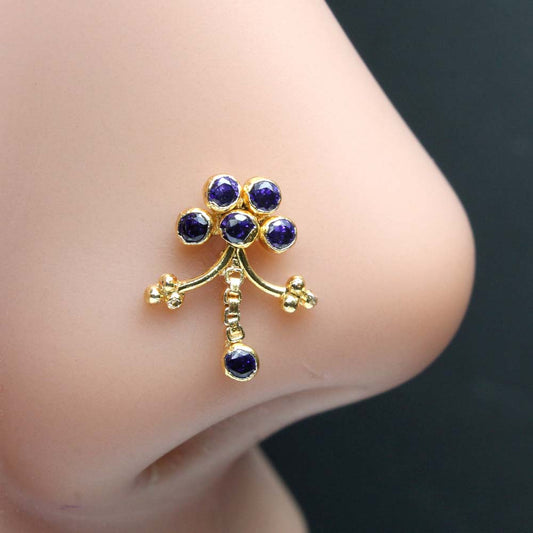 Gold Plated Nose Stud CZ Twisted nose ring