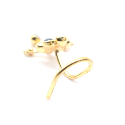 Gold Plated Nose Stud CZ Twisted nose ring