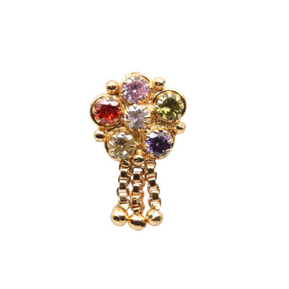 Gold Plated Nose Stud Multi CZ Twisted nose ring