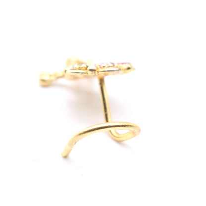 Gold Plated Nose Stud Multi CZ Twisted nose ring