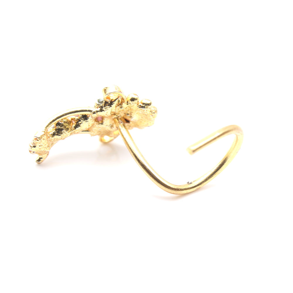 Gold Plated Women Nose Stud CZ Twisted nose ring