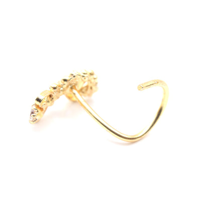 Gold Plated Nose Stud CZ Twisted nose ring 22g