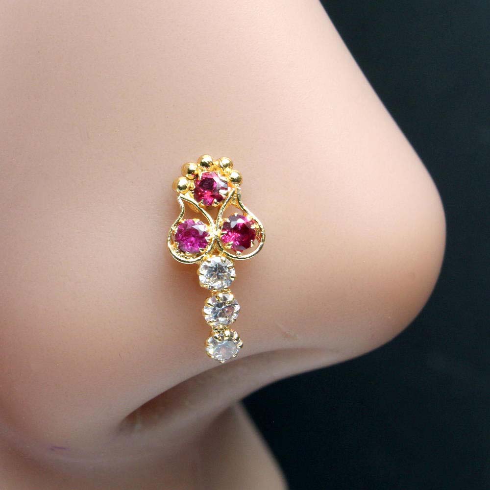 22g Gold Plated Corkscrew Piercing Nose Stud