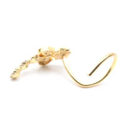 22g Gold Plated Corkscrew Piercing Nose Stud