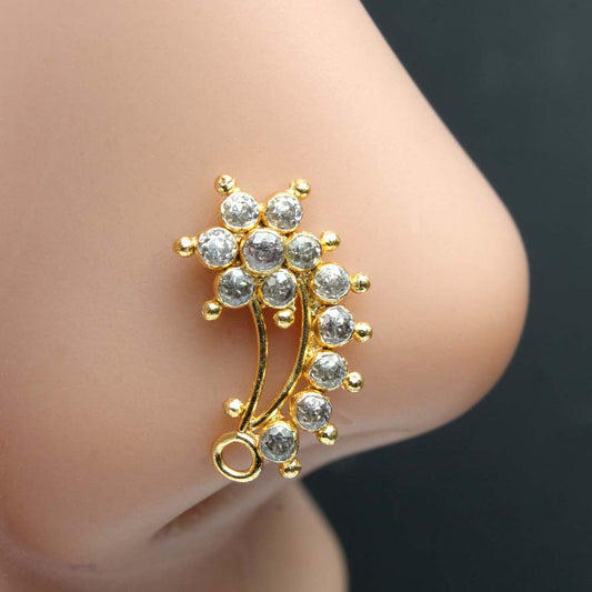Gold Plated CZ Twisted Nose Stud