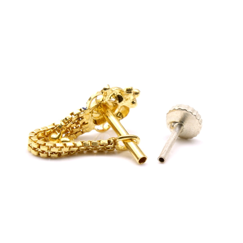  Real Gold Indian Women Nose Stud With Push Pin