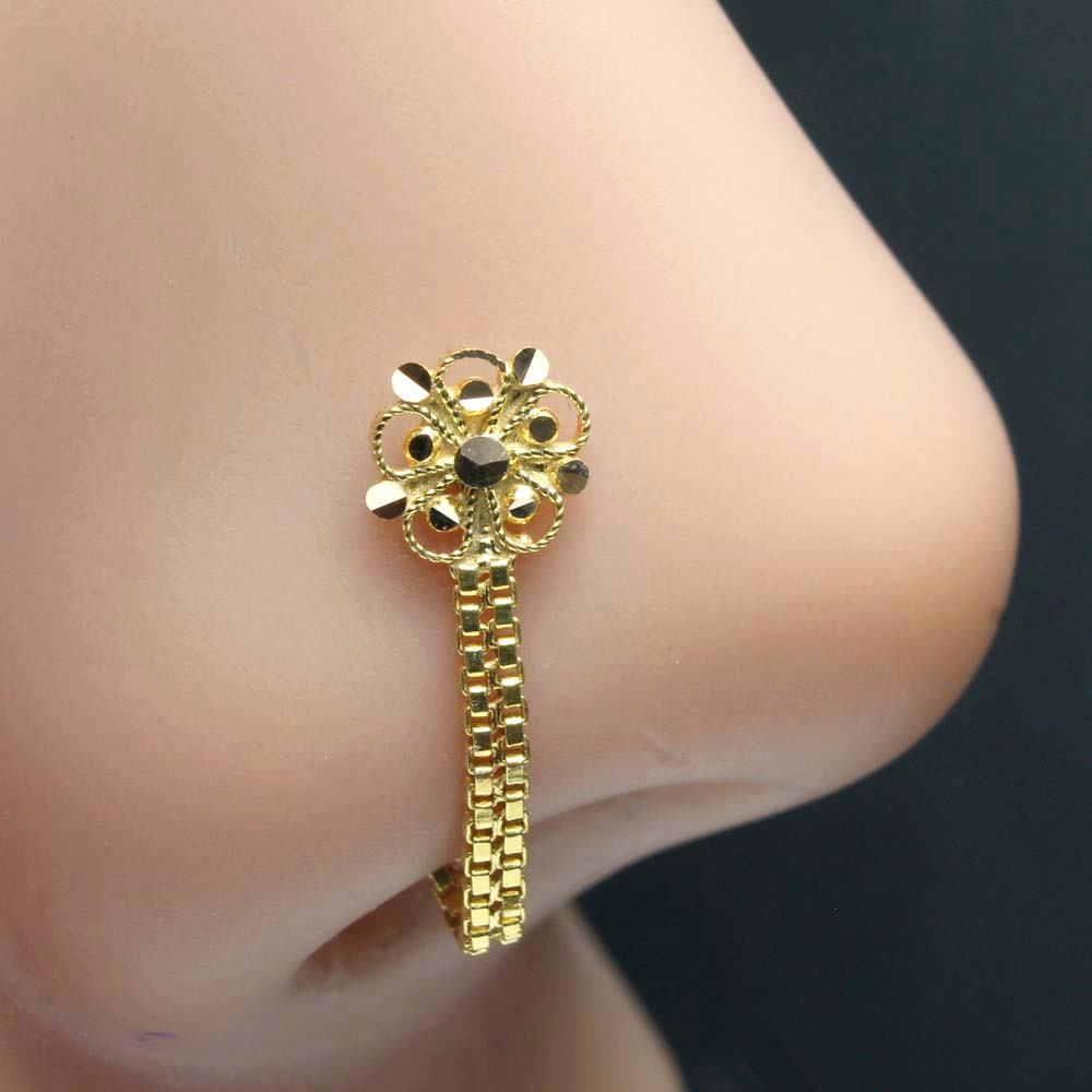 14k Real Gold Indian Style Women Nose Stud Pin