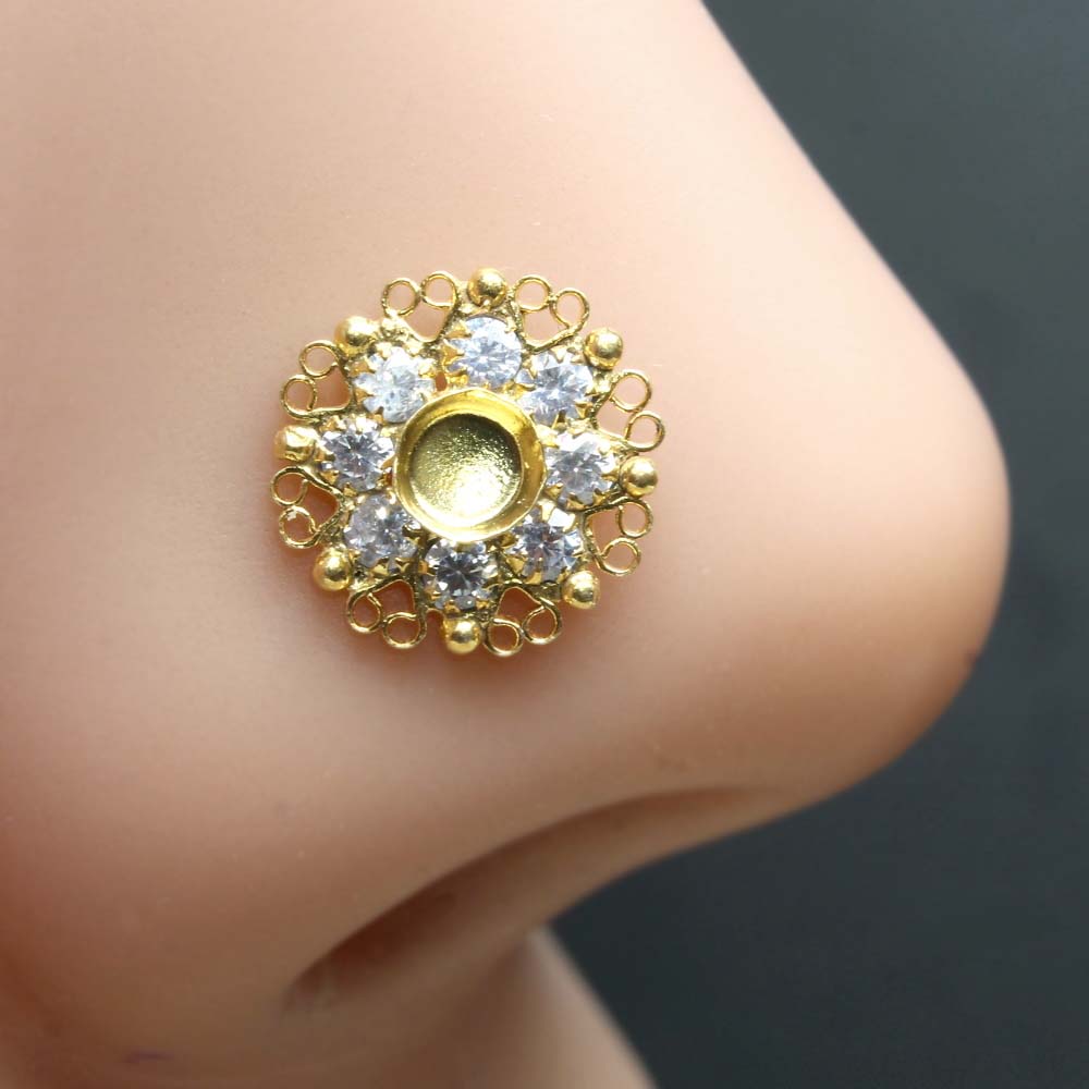 Gold Plated CZ Twisted Nose Stud