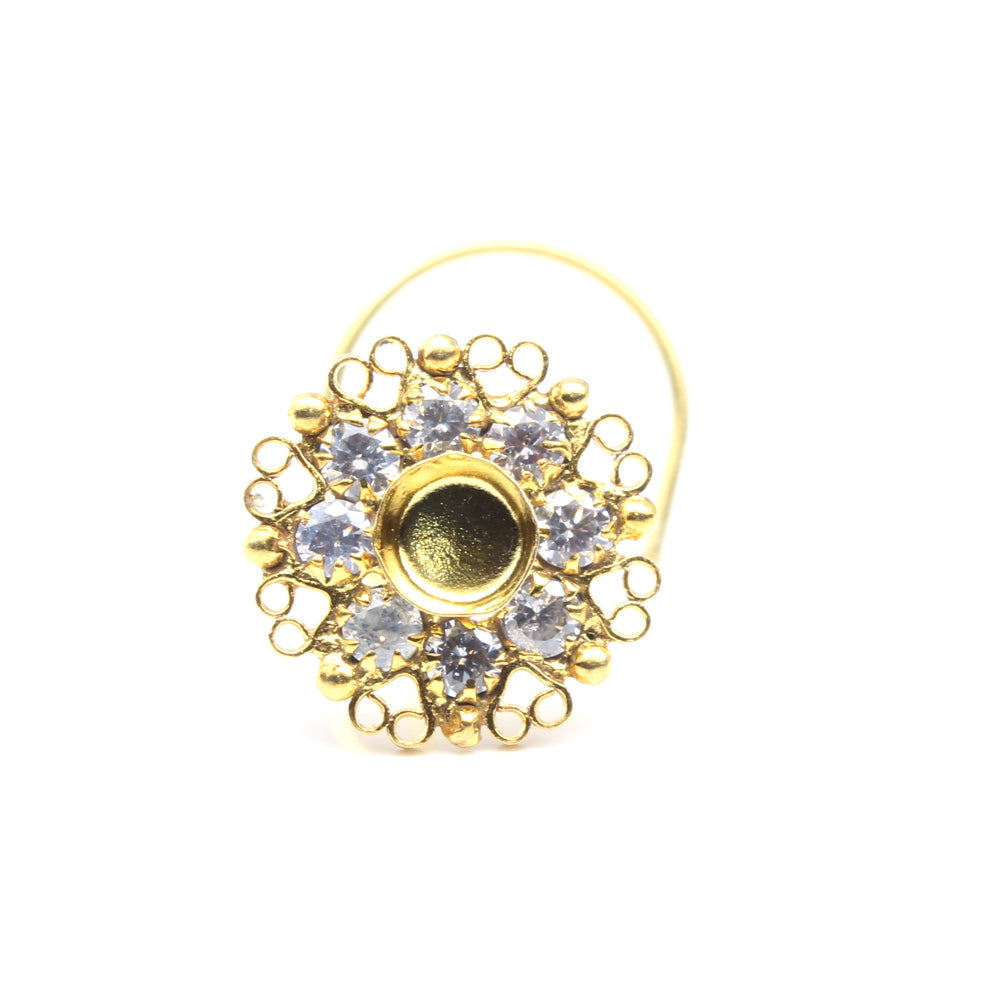 Gold Plated CZ Twisted Nose Stud