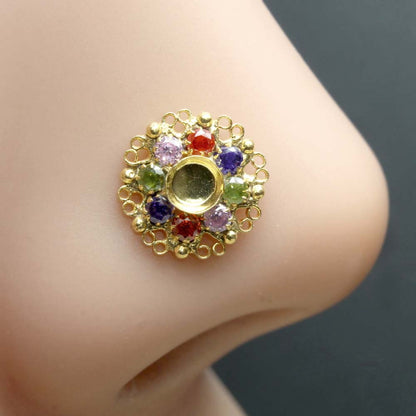 Indian Gold Plated CZ Twisted Nose Stud