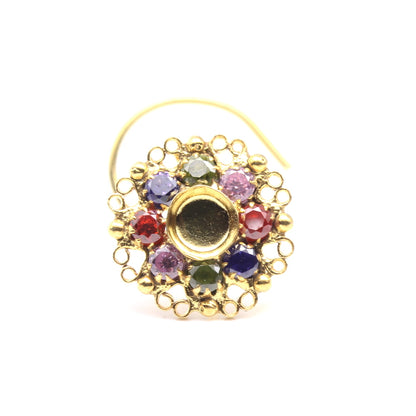 Indian Gold Plated CZ Twisted Nose Stud