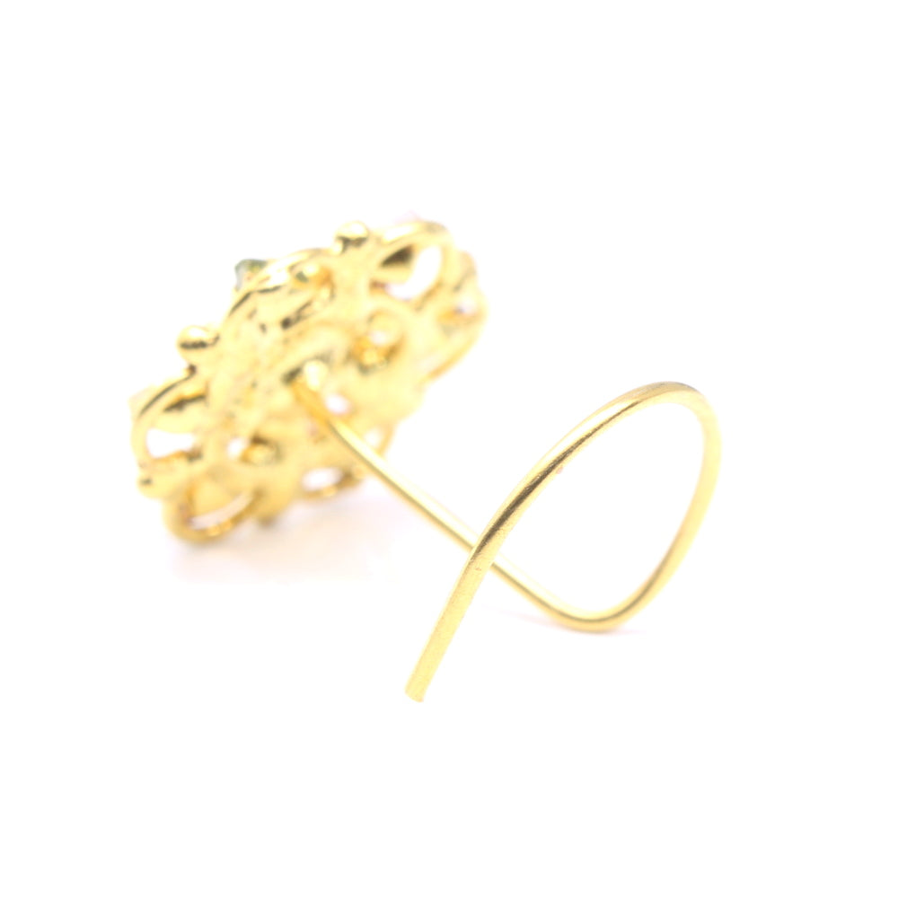 Indian Gold Plated CZ Twisted Nose Stud