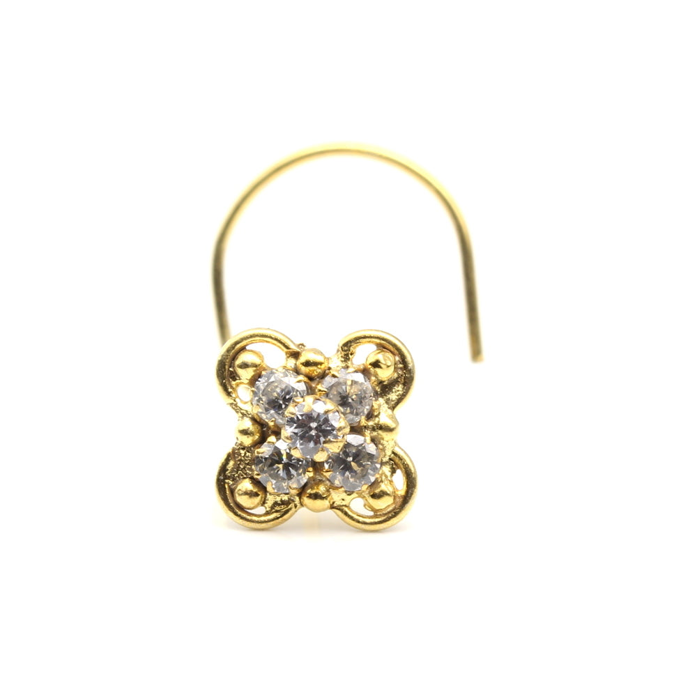 Gold Plated CZ Twisted Nose Stud