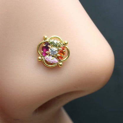 Gold Plated CZ Twisted Nose Stud