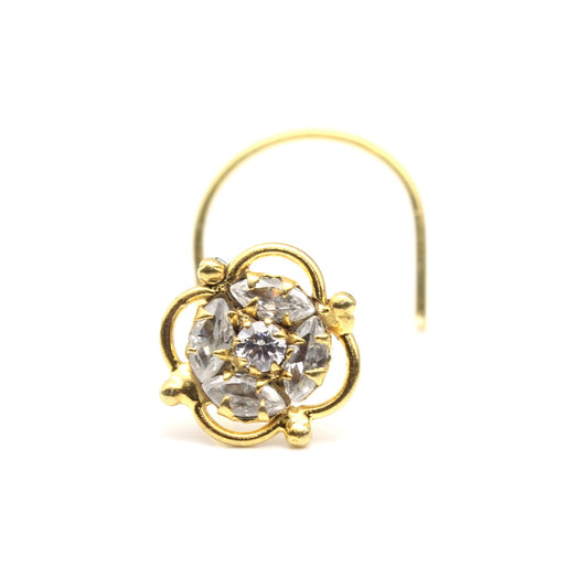 Gold Plated CZ Twisted Nose Stud