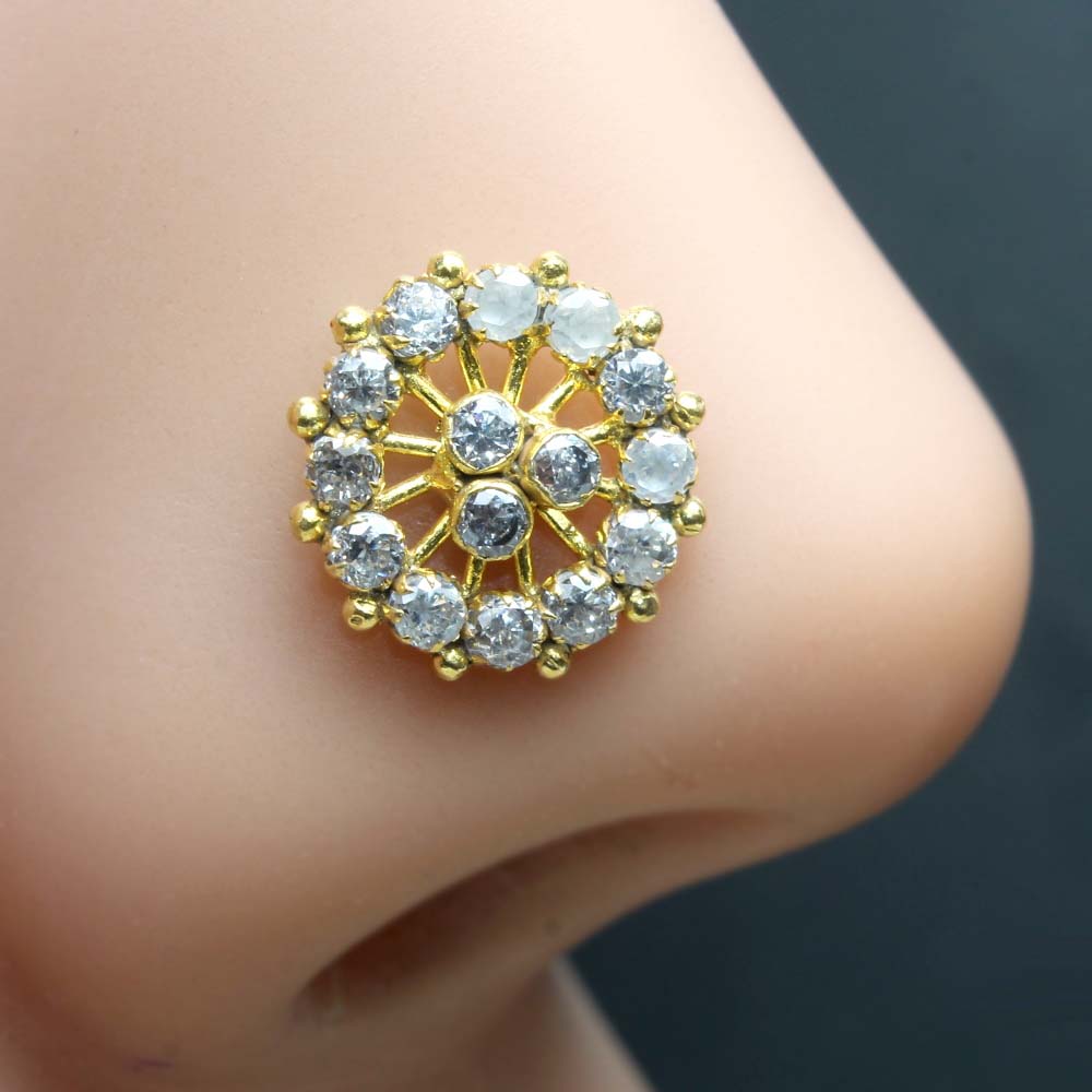 Gold Plated CZ Twisted Nose Stud