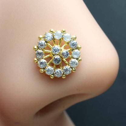 Gold Plated CZ Twisted Nose Stud