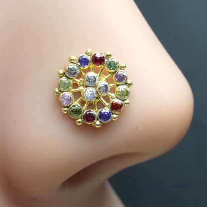 Gold Plated CZ Twisted Nose Stud