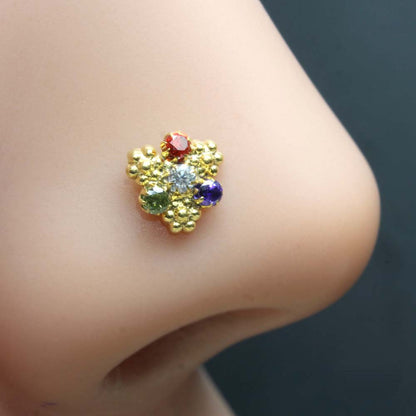 Gold Plated CZ Twisted Nose Stud