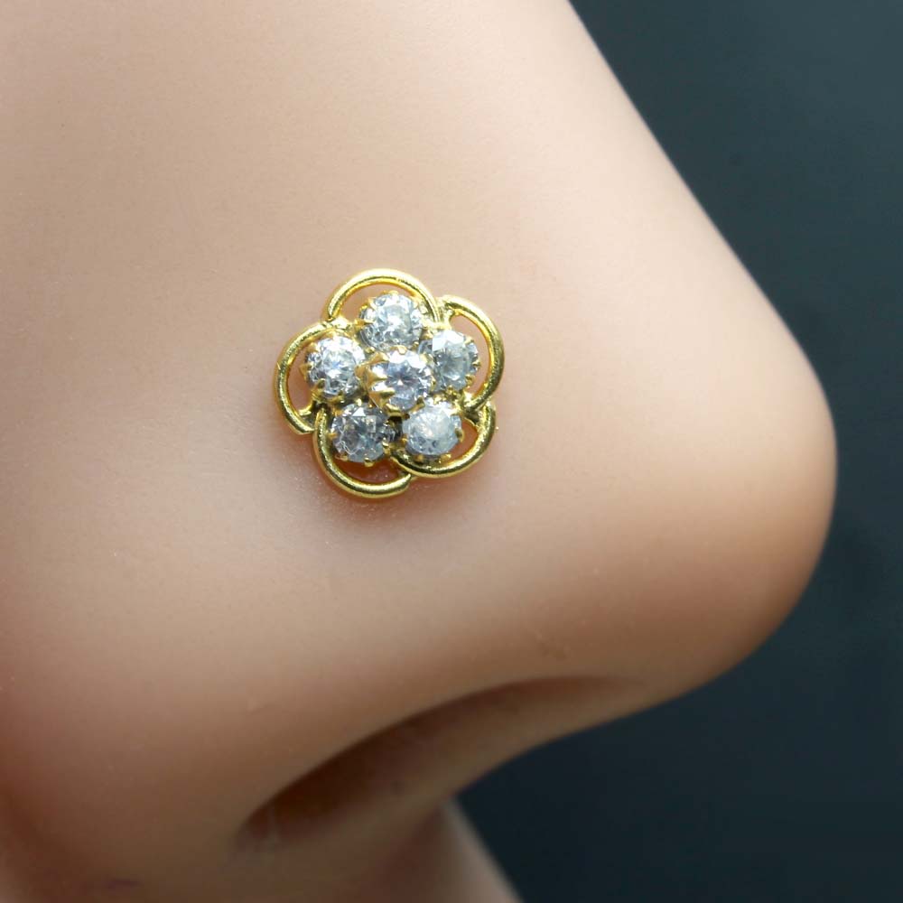 Medusa Gold Plated CZ Twisted Nose Stud