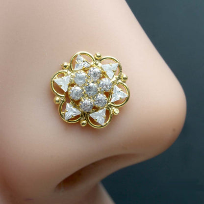 Gold Plated CZ Twisted Nose Stud