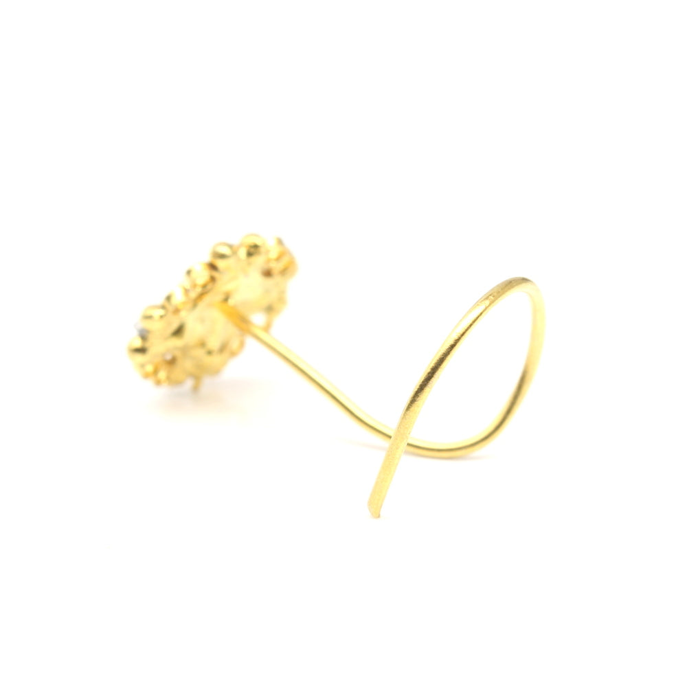 Gold Plated CZ Corkscrew Nose Stud