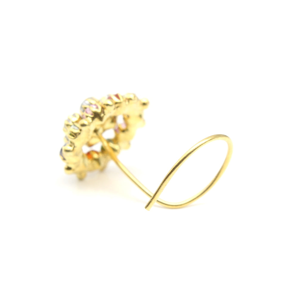 Gold Plated CZ Corkscrew Nose Stud