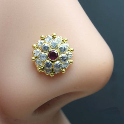 Gold Plated CZ Twisted Nose Stud