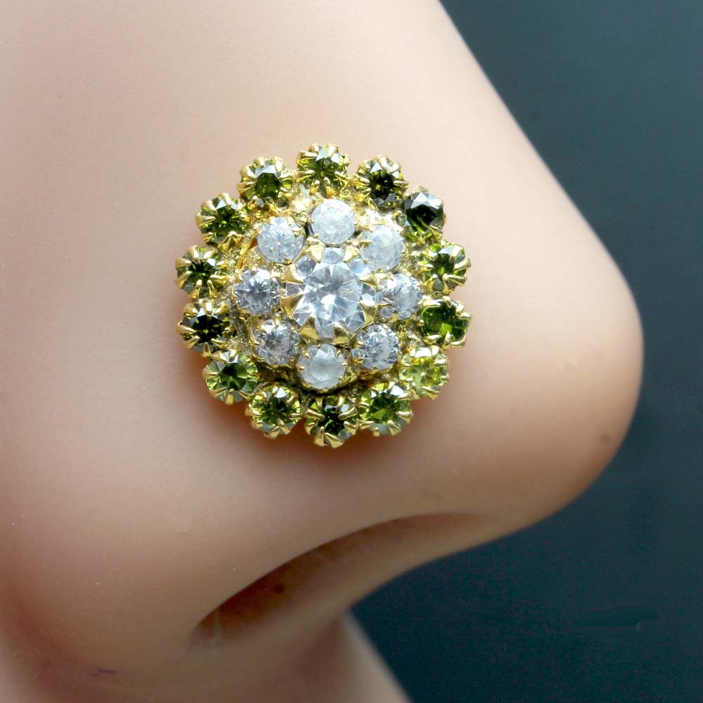 Gold Plated CZ Twisted Nose Stud